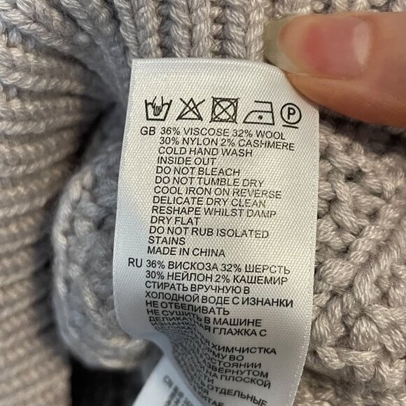 New Reiss Wynn High-Neck Cable Knit Jumper Sweater Slate Grey XS​ $255 - Picture 8 of 9